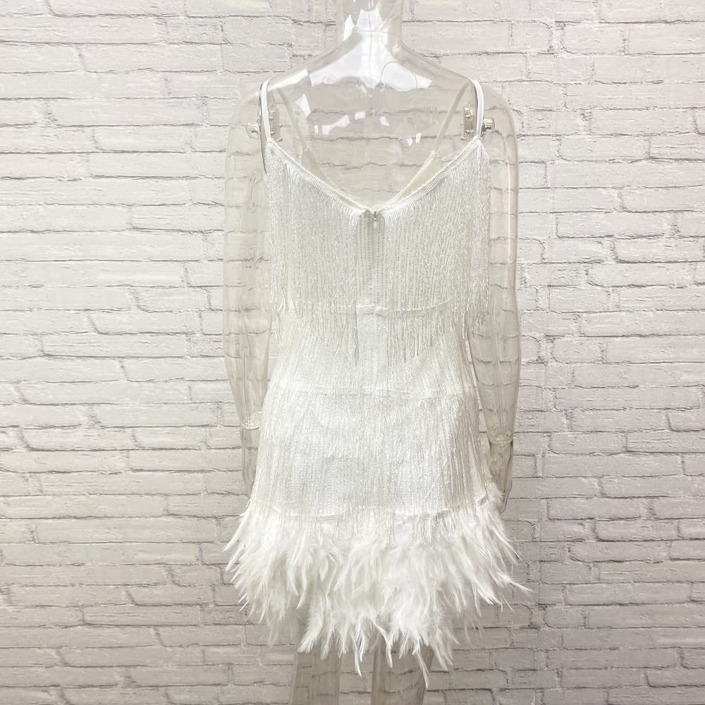 white sequin v neck dress Plunging Sequin Gown with High Slit and Open Back 43623