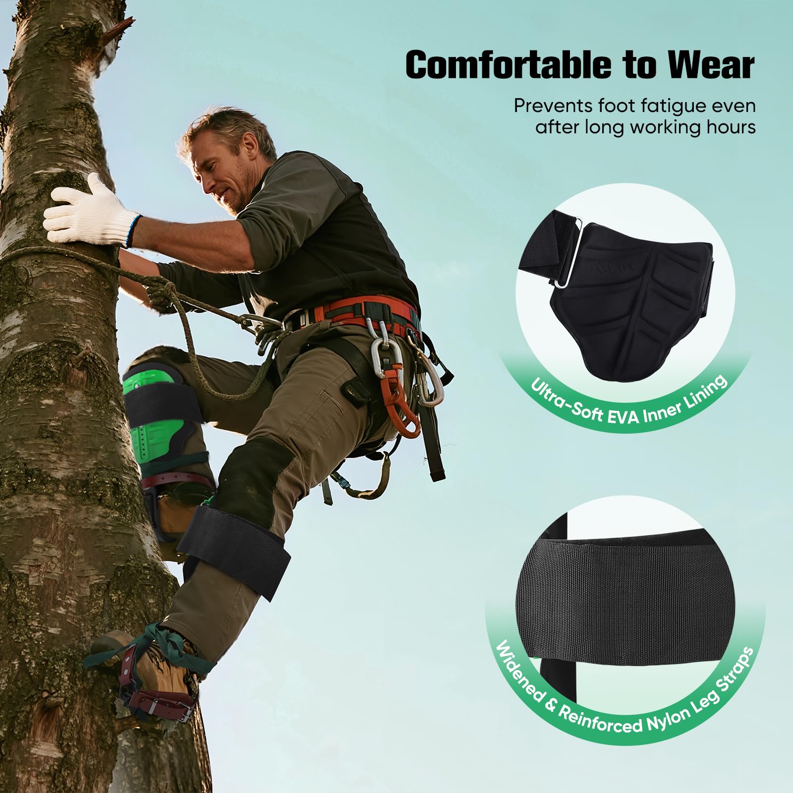 Strumento di arrampicata albero, Ramponi Tree Climber Set Altezza Polpaccio Regolabile, Semplice da Usare per Raccogliere Frutta,elettricista di raccolta all'aperto speciale