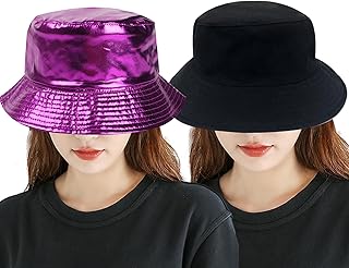 Gorro metálico de doble lado para el sol, sombreros de pescador de moda, unisex, reversibles
