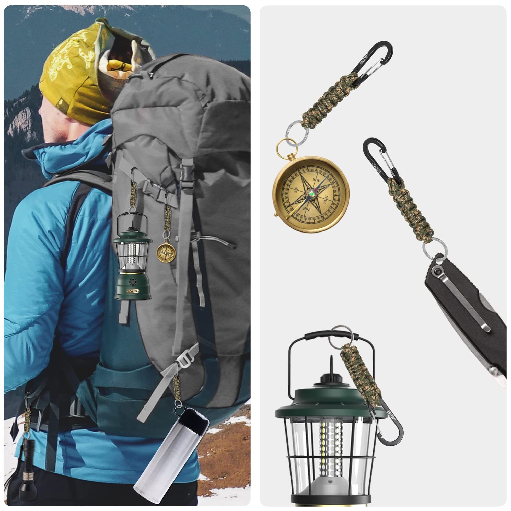 EOTW Mosqueton Llavero Paracord, Forma de D Mosqueton Escalada Ganchos para Montañismo, Motocicleta, Camping, Escalada en Roca, Pesca, Senderismo o Viajes y Otros Deportes al Aire Libre