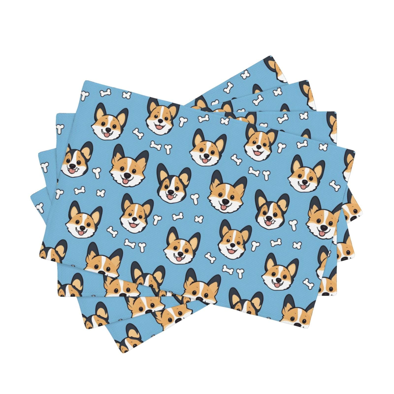 Set de table corgi double épaisseur thermique en tissu lavable 30x45 cm