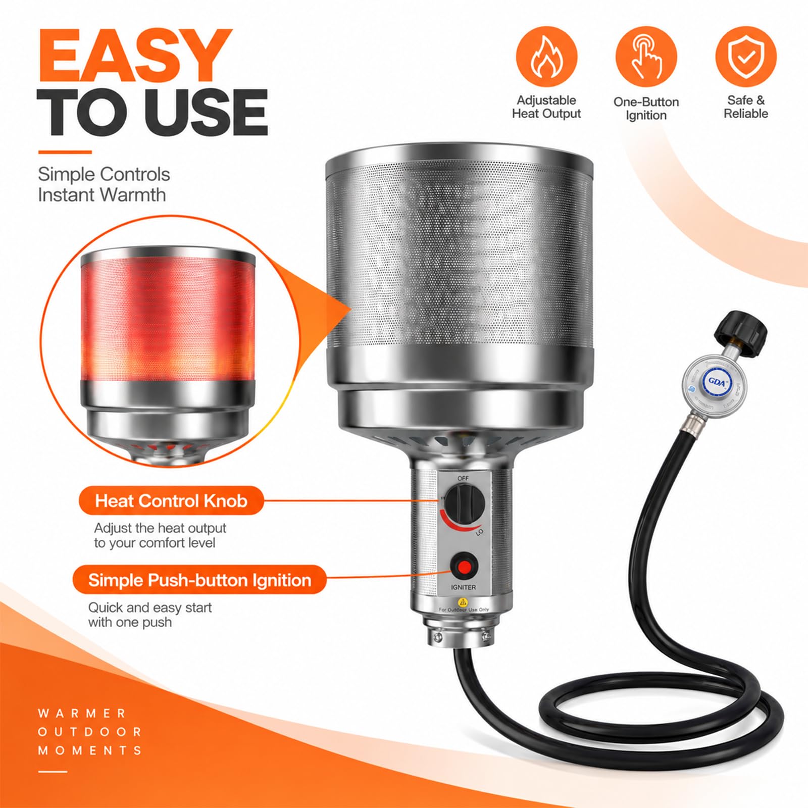 Stainless Steel Patio Heater Burner Head - 48,000 BTU -2 Stainless Steel Patio Heater Burner Head - 48,000 BTU -2