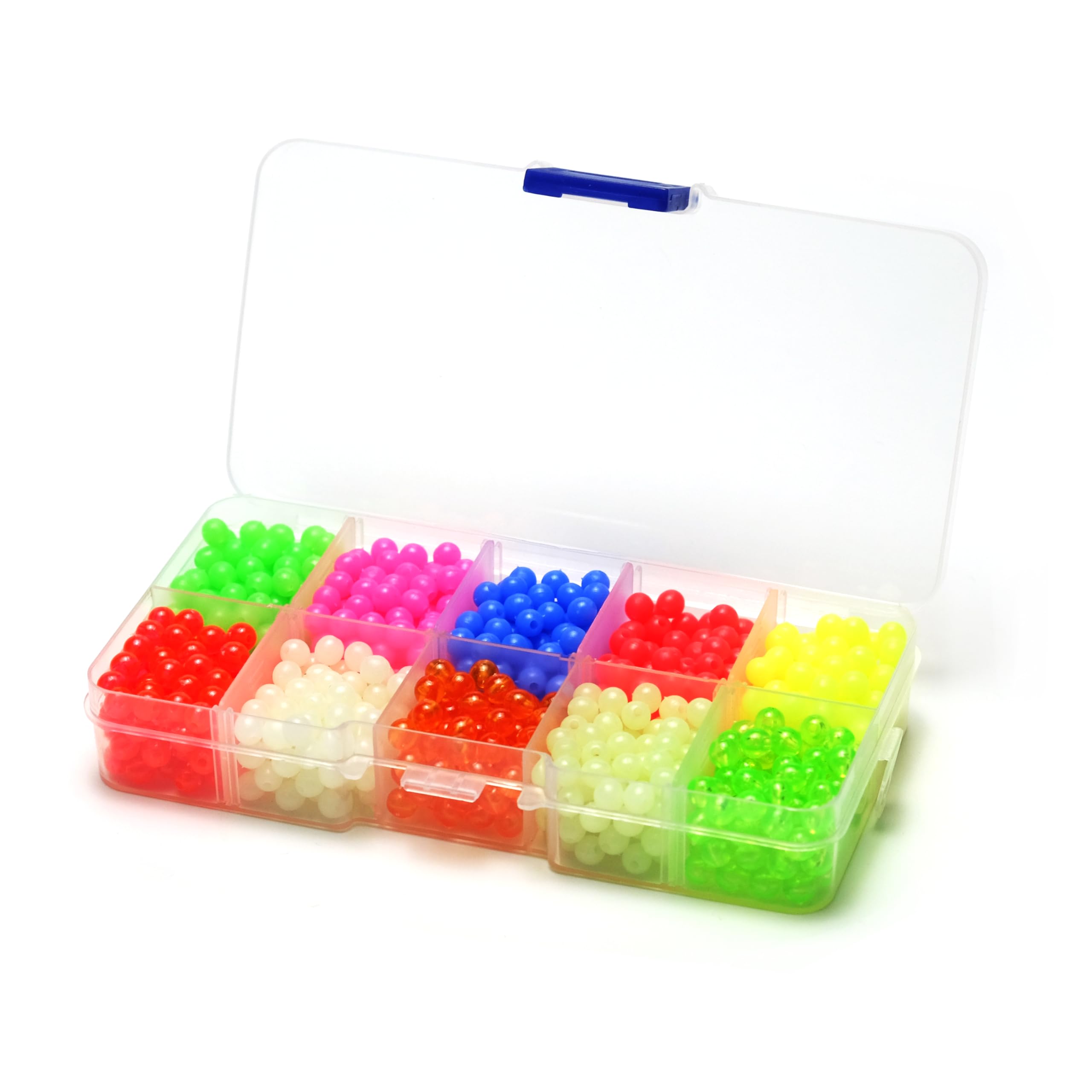 Piscorush 1000 pcs Fishing Beads Glow in Dark Fishing Line Beads 10 Colors Mix Round Luminous Plastic Beads for Fishing Rigs (Approximately 1000pcs 10 Colors)