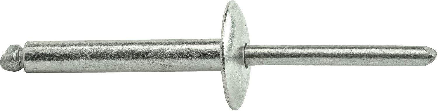 Fastenere Large Flange Pop Rivets - 3/16" x 1" (25 Pack) Heavy Duty, Stainless Steel Blind Rivets, Open End 6-16 Grip Range .876" - 1.00", Corrosion Resistant, High Tensile & Shear Strength