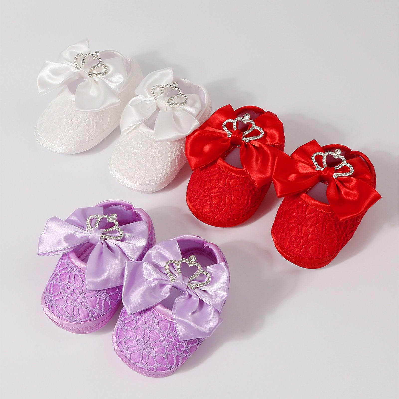 Stylish Crowns Bowknot Design Newborns Girl Shoe Headband Set Feature Soft Soles and Comfortable Fabric Soft Baby Footwearsophisticated Child Girl Footwear — view 5