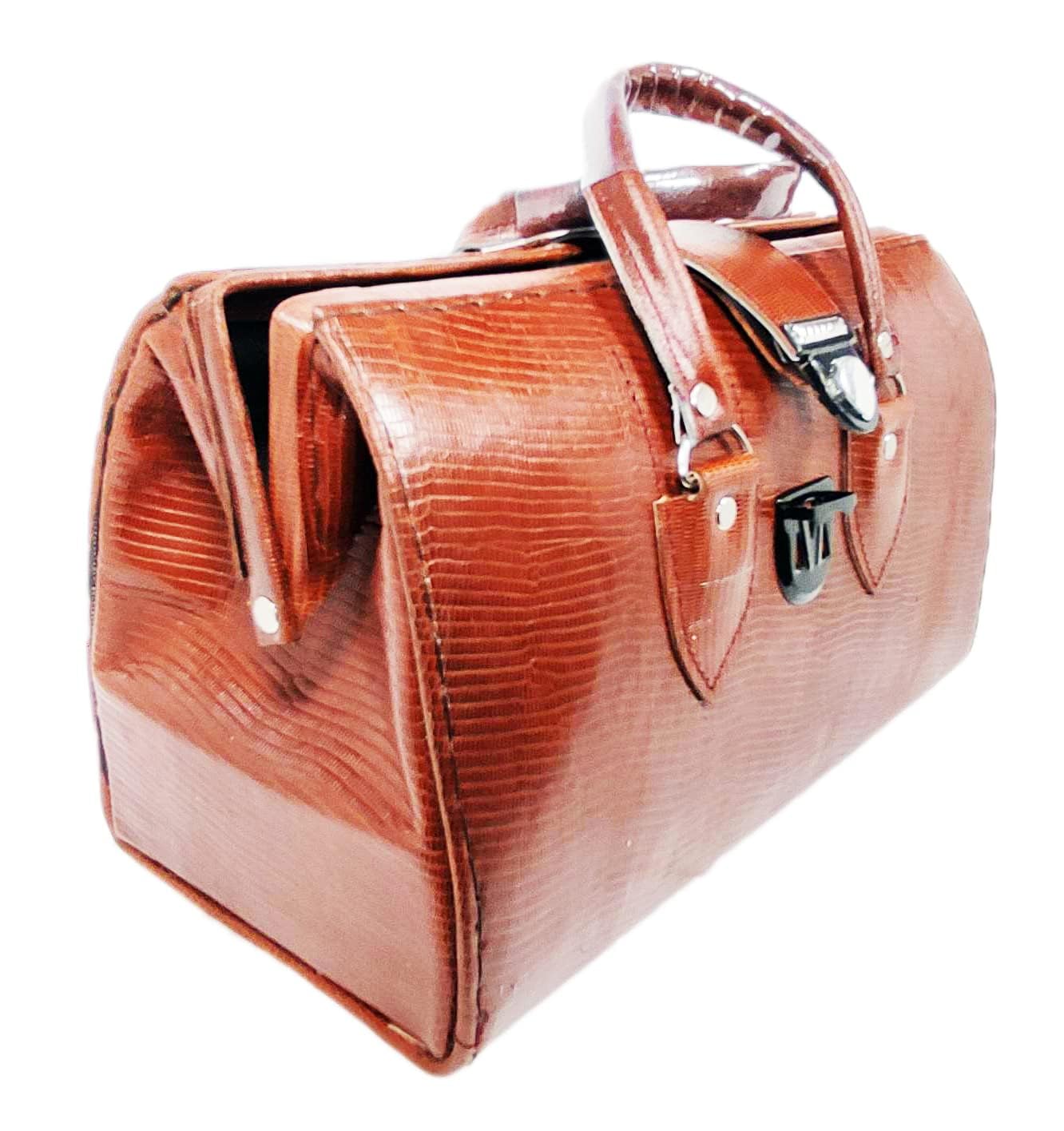 14-Inch Unisex Leather Doctor Bag – Vintage Style Medical Pyramid Bag, Brown – Classic Handcrafted Travel Satchel