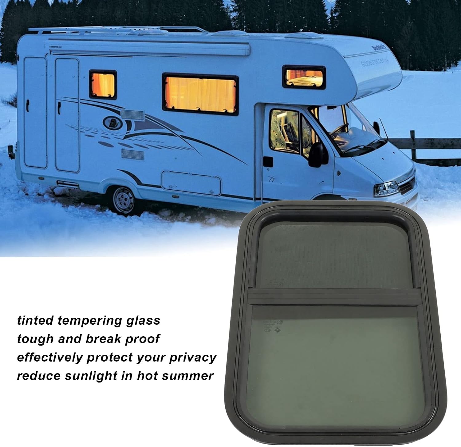 2Pcs RV Window, 23.23 x 15.35 inch Trailer Cargo Vertical Slider Tinted Window for Campers Trailers Construction Vehicles