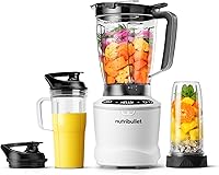 NutriBullet SmartSense Blender Combo 1400W: 64oz Pitcher, 32oz & 24oz Cups, Auto Cycle, 5 Speeds for Smoothies, Soups, Nut Milks - Matte White