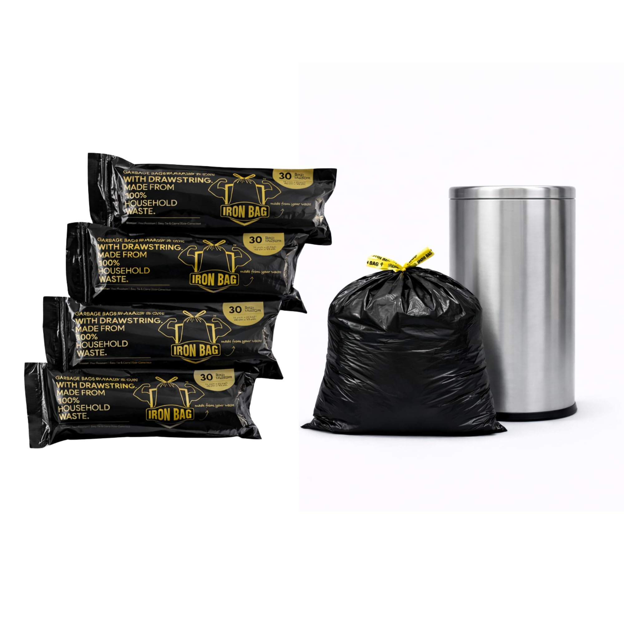 Premium Drawstring Garbage Bags - 60 Count -9