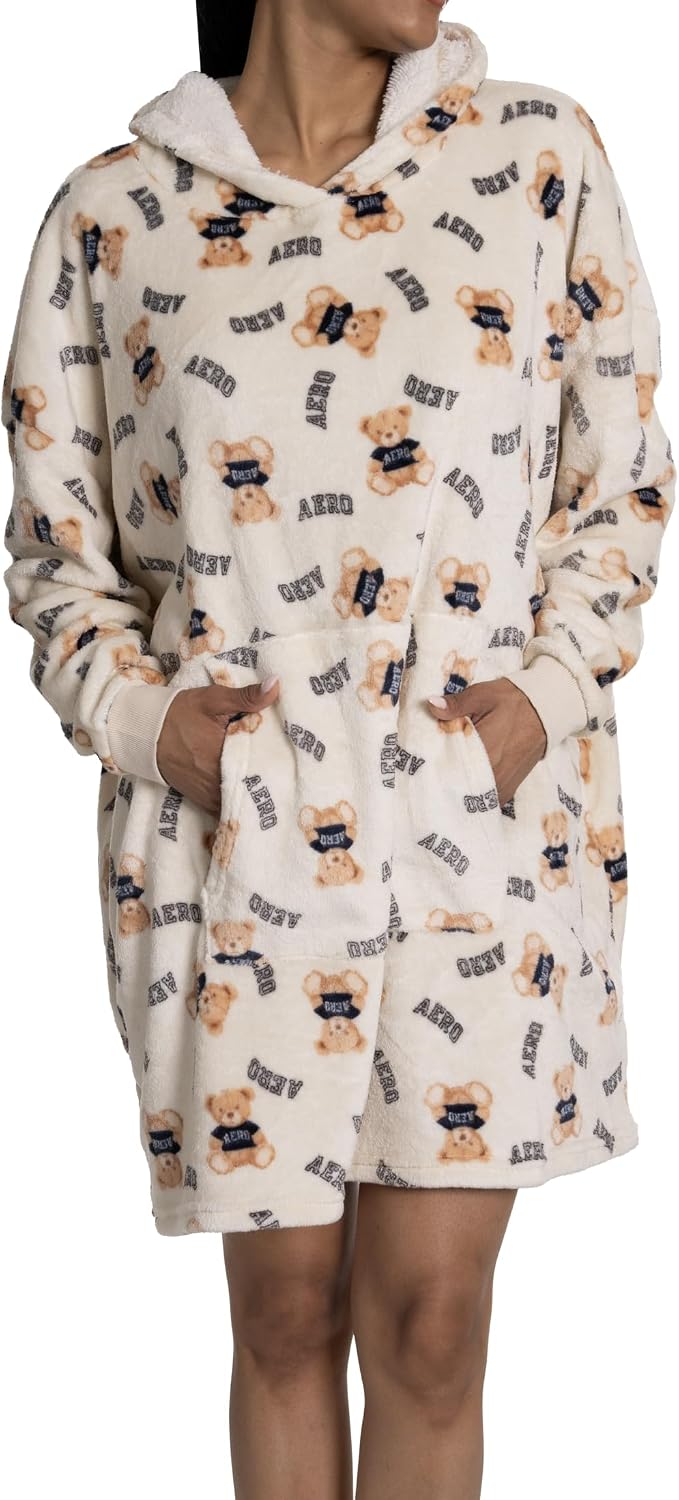 AEROPOSTALE Women's Sherpa Hoodie Nightshirt