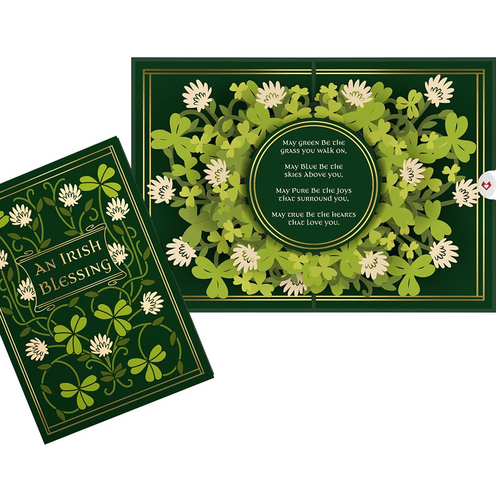 Lovepop St. Patrick Day Pop-Up Card for Her and Him - 3D Greeting Cards for Boys, Girls, Men, Women - Irish Blessing - 5" x 7" Card - Blank Notecard &