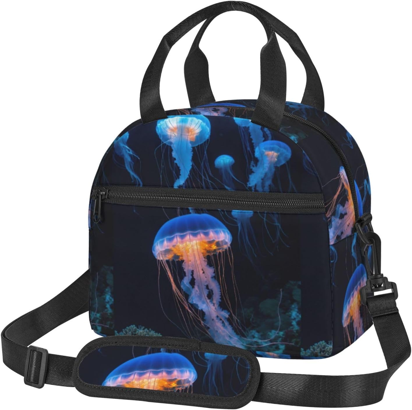 Jellyfish ocean Print Reusable Lunch Bag Insulated Lunch Boxes for Office Work Picnic Tote Bag Adjustable