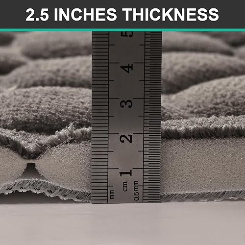 Miniatura 7 de SHANNA Juego de 2 alfombras de baño de espuma viscoelástica de adoquines, antideslizantes, para baño, súper absorbentes de agua, alfombras de baño