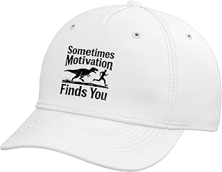 Sometimes Motivation Finds You Funny Running Dinosaur Adjustable Baseball Hat