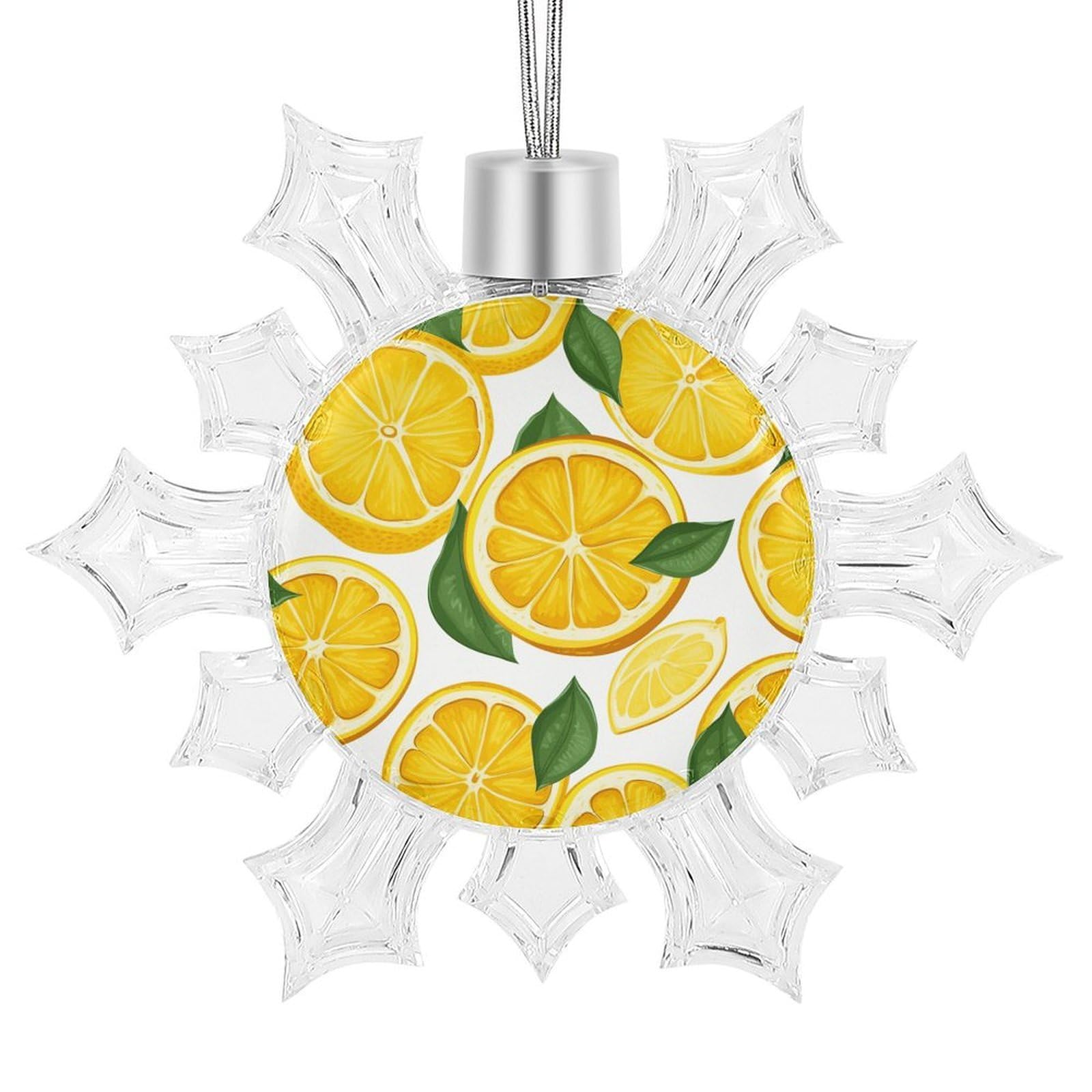 Lemon Fruit Pattern Snowflake Ornaments Cute Snowflake Pendant Exquisite Christmas Tree Ornaments for Christmas Weddings New Year Birthday Holiday Celebration