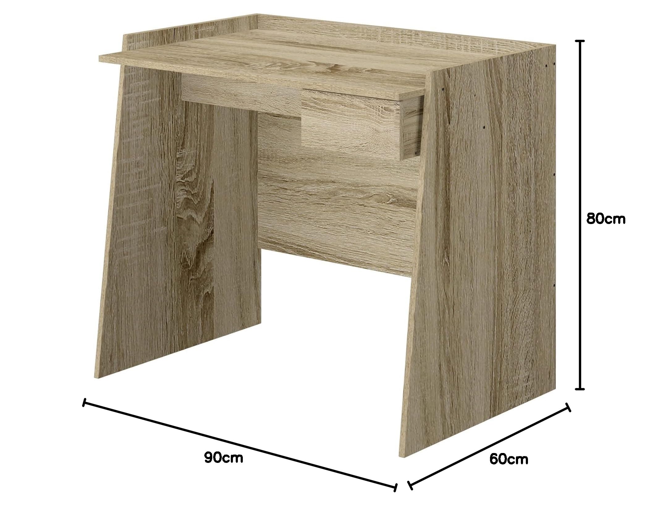 Avilia Scrivania con Cassetto in Legno Rovere - Scrivania Ufficio Multifunzione 90x60x80 cm, Salvaspazio e Facile da Montare, Ideale per Studio e Hobby