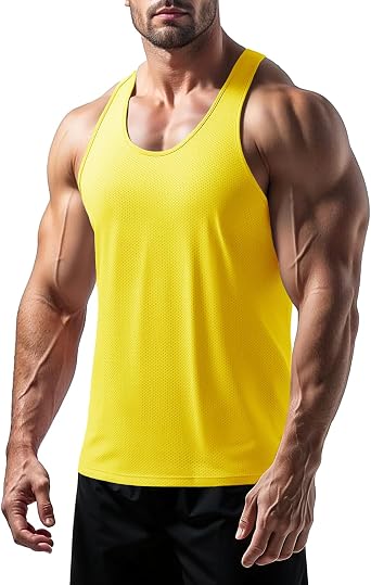 Muscle Cmdr Mens Gym Stringer Tank Tops Workout Training Y Back Muscle Shirt Quick Drying Mesh Athletic Top