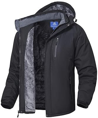 SPOSULEI Mens Skiing Jackets with Hoode Snowboarding Waterproof Fleece Liner Coats Windproof Winter Raincoat Multi Pockets
