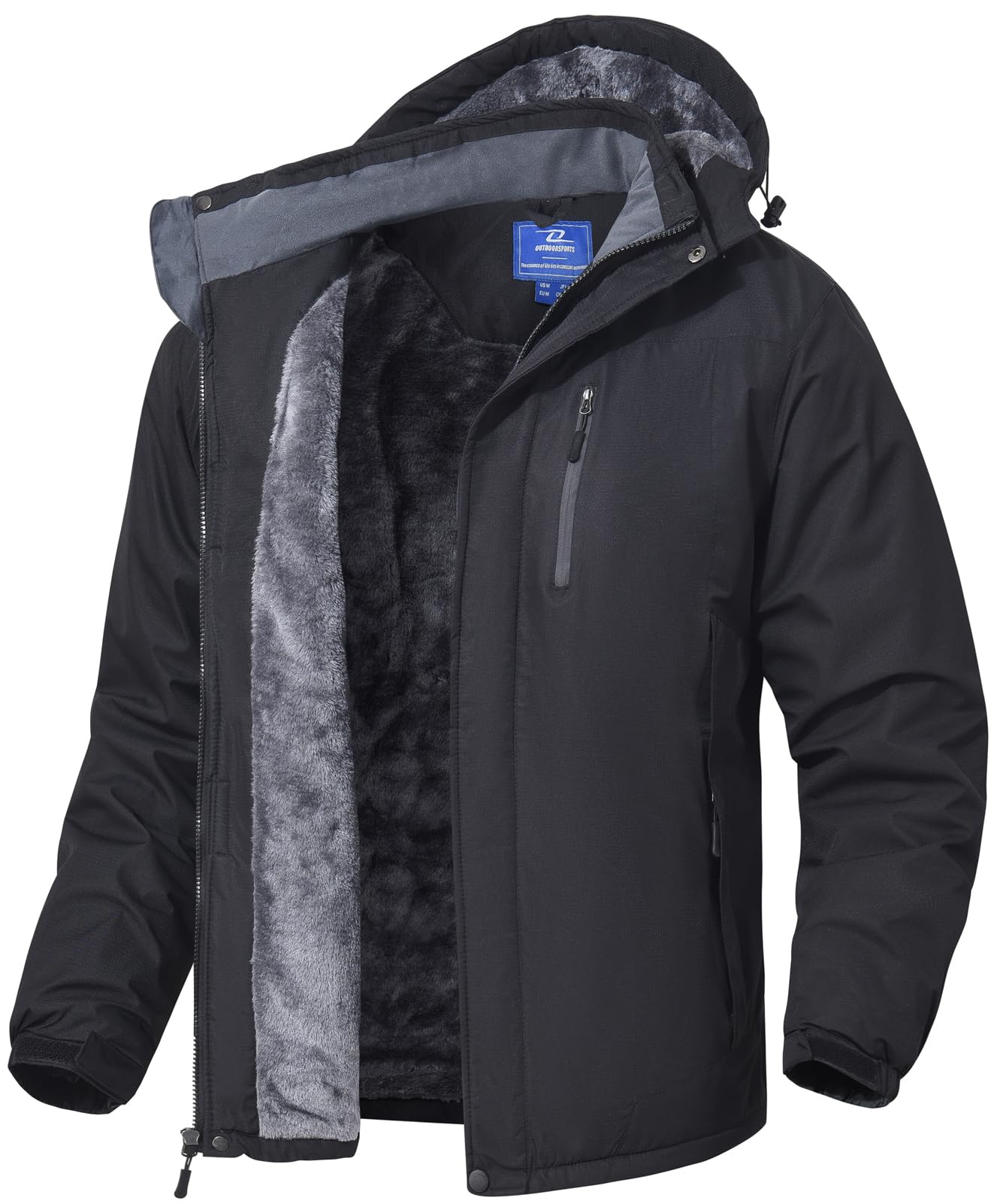 SPOSULEIMens Skiing Jackets with Hoode Snowboarding Waterproof Fleece Liner Coats Windproof Winter Raincoat Multi Pockets