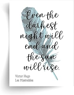 Les Misérables/Victor Hugo"Even the Darkest Night Will End" Quote - Unframed Print