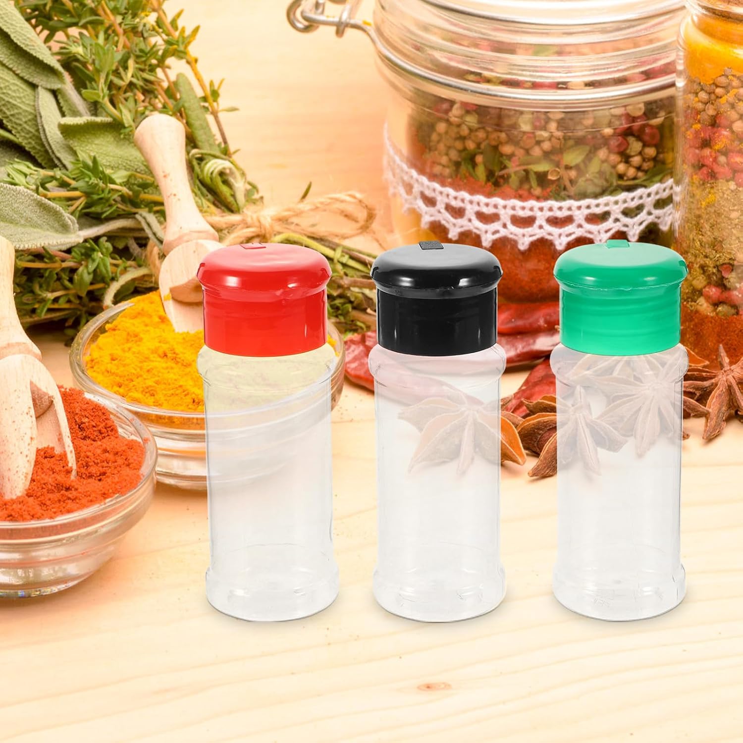 15pcs Pepper Dispenser Bottles, 100ml ABS Refillable Seasoning Containers