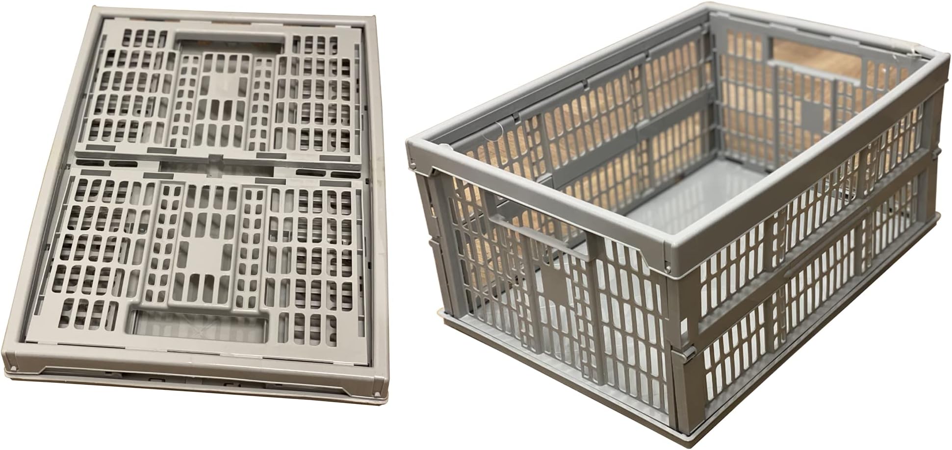 Pack of 2/3/4/5/6/7/8/10 Plastic Folding Storage Crate Box 32Lt Stackable (1 x Crate Only)