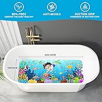 Vista 2 de XIYUNTE Tapete de Baño para Bebé para Tina Antideslizante Tapete de Baño para Niños - 40''x16'' Extra Largo Tapete de Bañera de Dibujos Animados