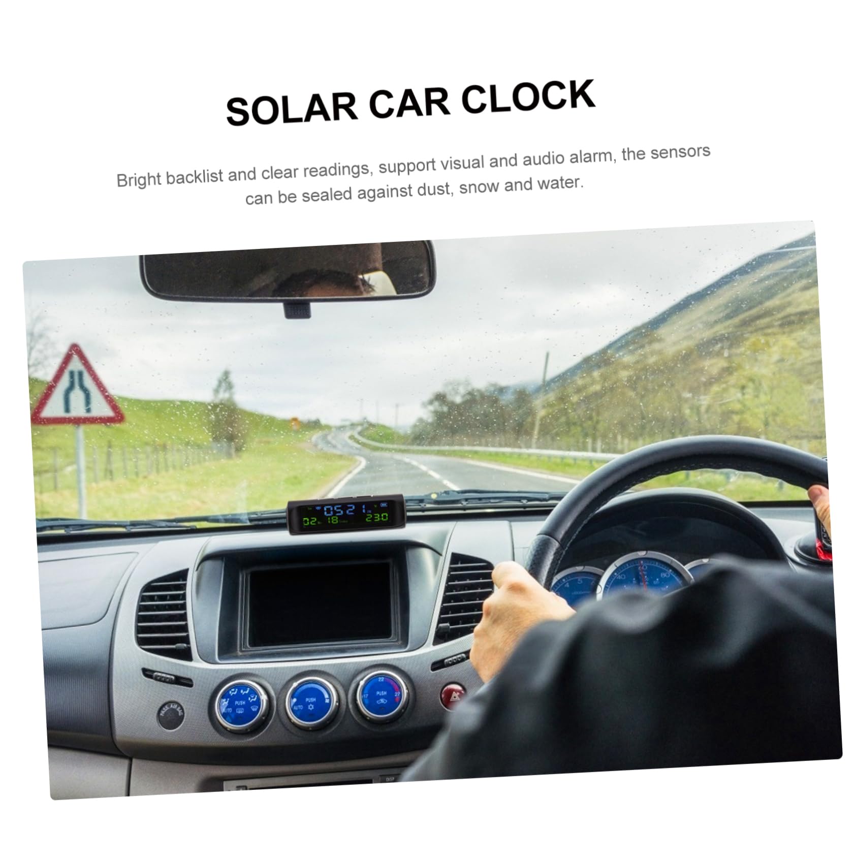 OUNONA Reloj Digital Solar Para Decoración De Salpicadero De Coche Innovador Con 3 Piezas Para Calendario Y Visualización De Temperatura.