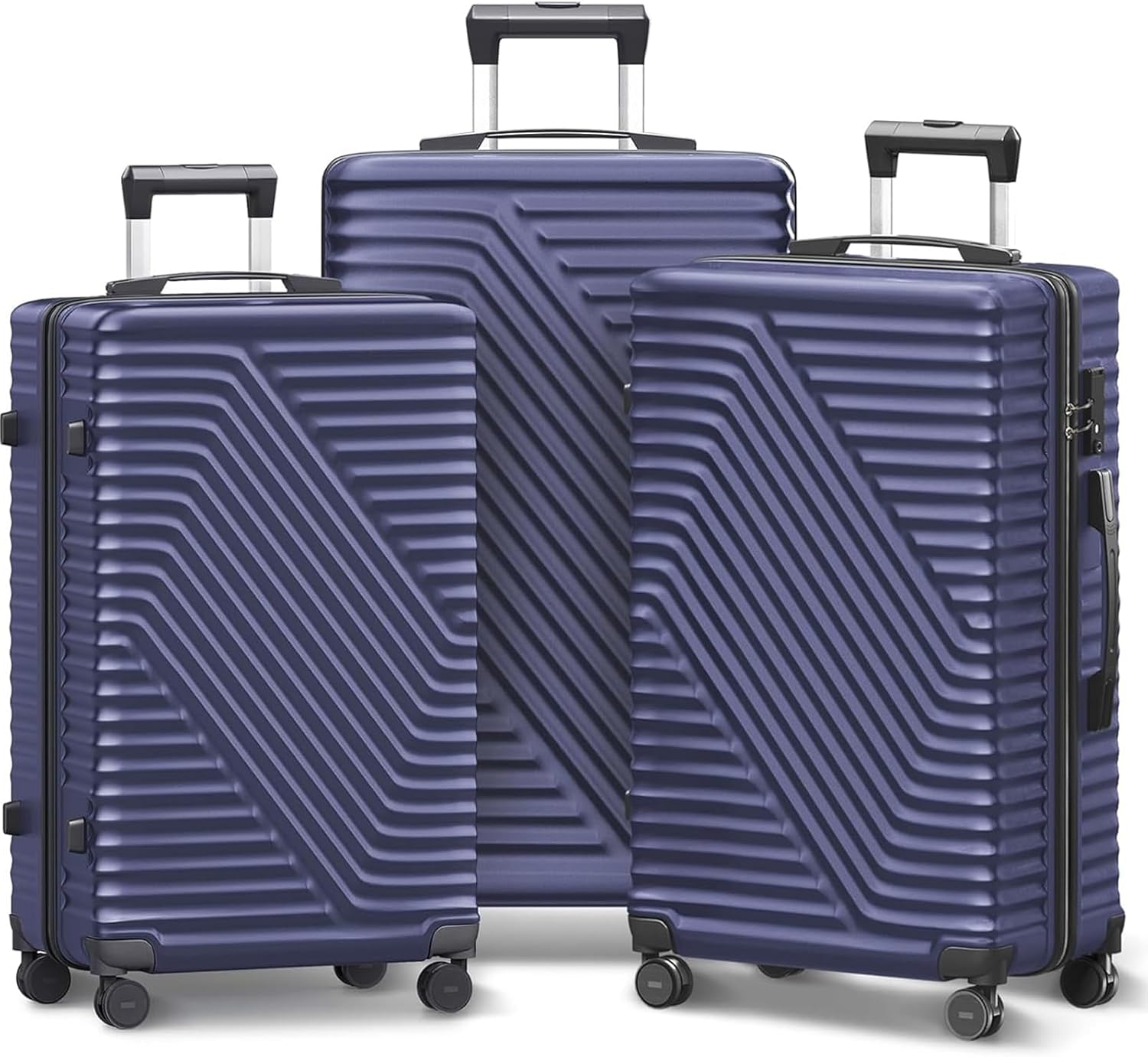 3-Piece Hardshell Luggage Set with TSA Lock, 20/24/28 Inch Lightweight Suitcases with Spinner Wheels, Expandable Carry On & Checked Luggage for Travel (Black)