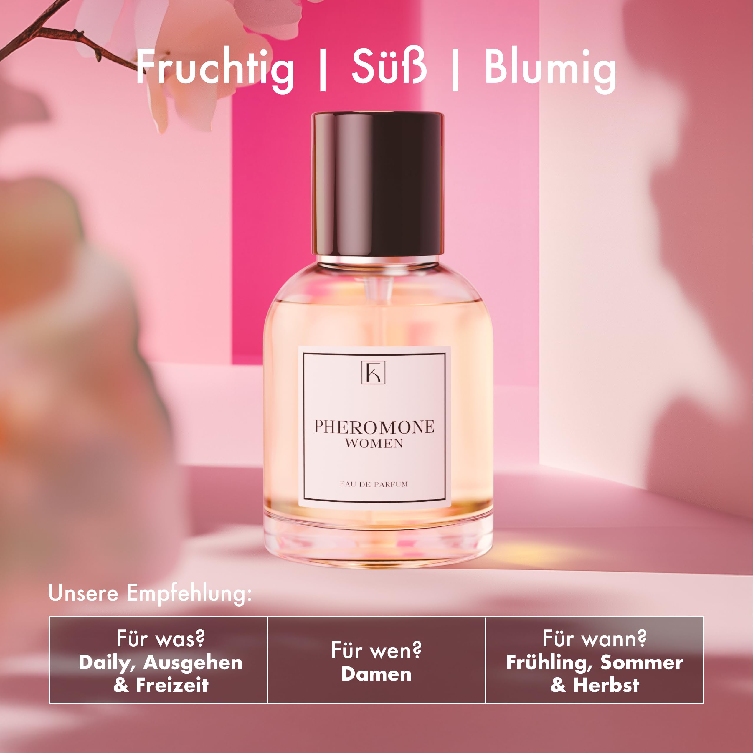 KAZAAR - WOMEN's PHEROMONE PERFUME – 50 ml – Eau de Parfum da donna – Messaggeri naturali per un profumo unico – con 20% di olio profumato fino a 8 ore di profumo di lunga durata – dalla manifattura