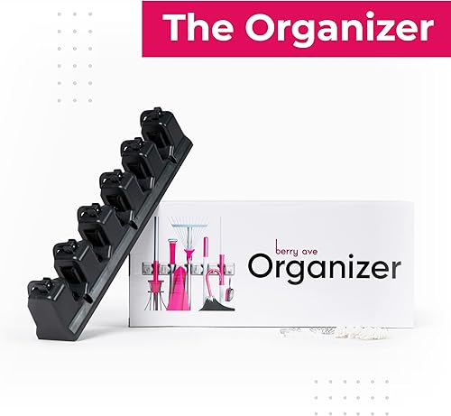 Miniatura 9 de Berry Ave Soporte para escoba y organizador de herramientas de jardín para montaje en pared almacenamiento de cocina armario garaje y lavandería con