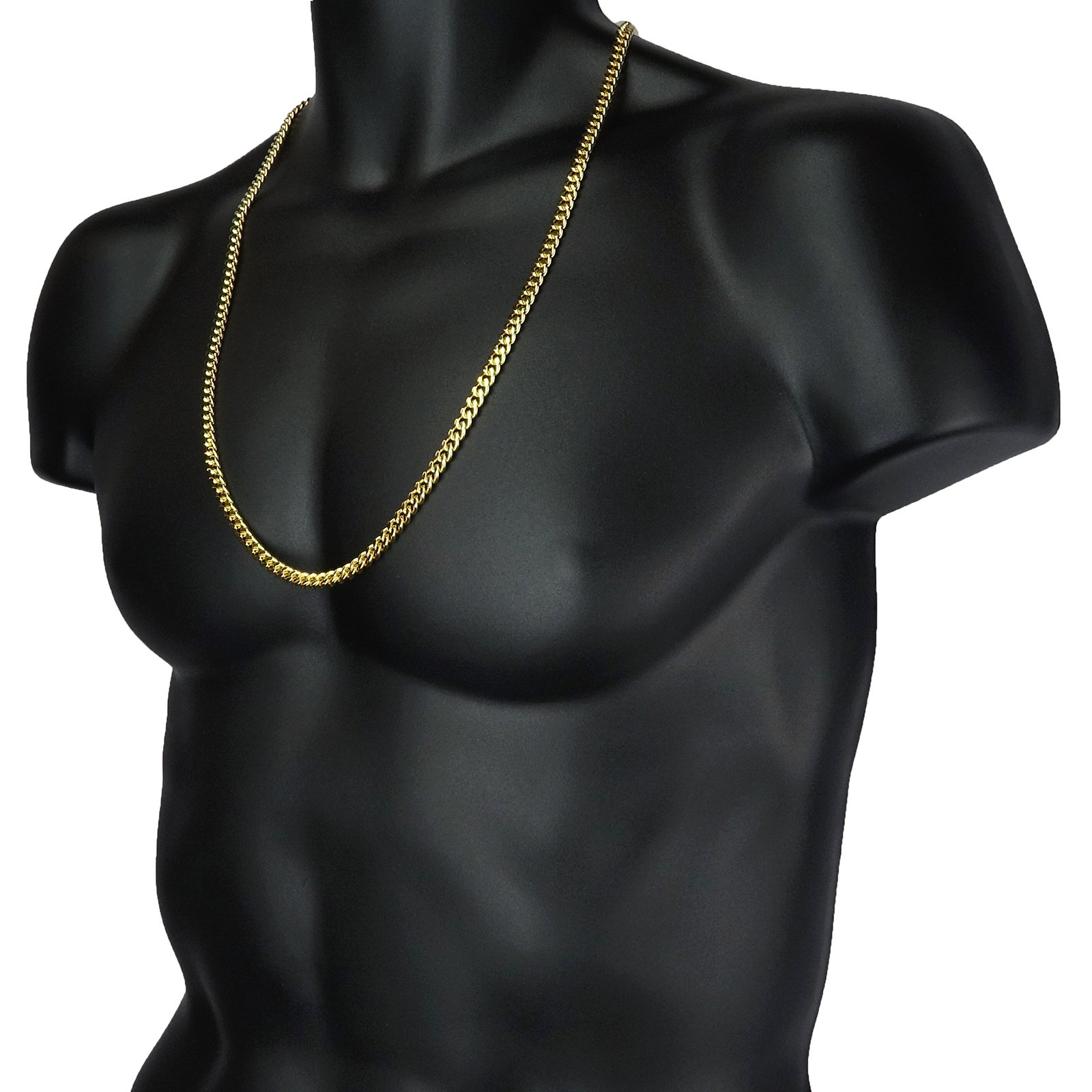 Para hombre chapado en oro 6 mm 30 "Heavy de grosor soporte de corte doble Clip caja Lock Cadena Cubana Collar