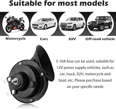 105-115 DB Car Horns 12V Loud,High and Low Tone Train Horn for Car with Gasket and Nut for Alerting Surrounding,Universal Cars Accessories Air Horns for Cars Motorcycle Boat