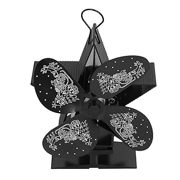 Fireplace Heat Fan, Aluminum Alloy Fireplace Fan Pattern Low Noise for Living Room for Home for Indoor(Black)
