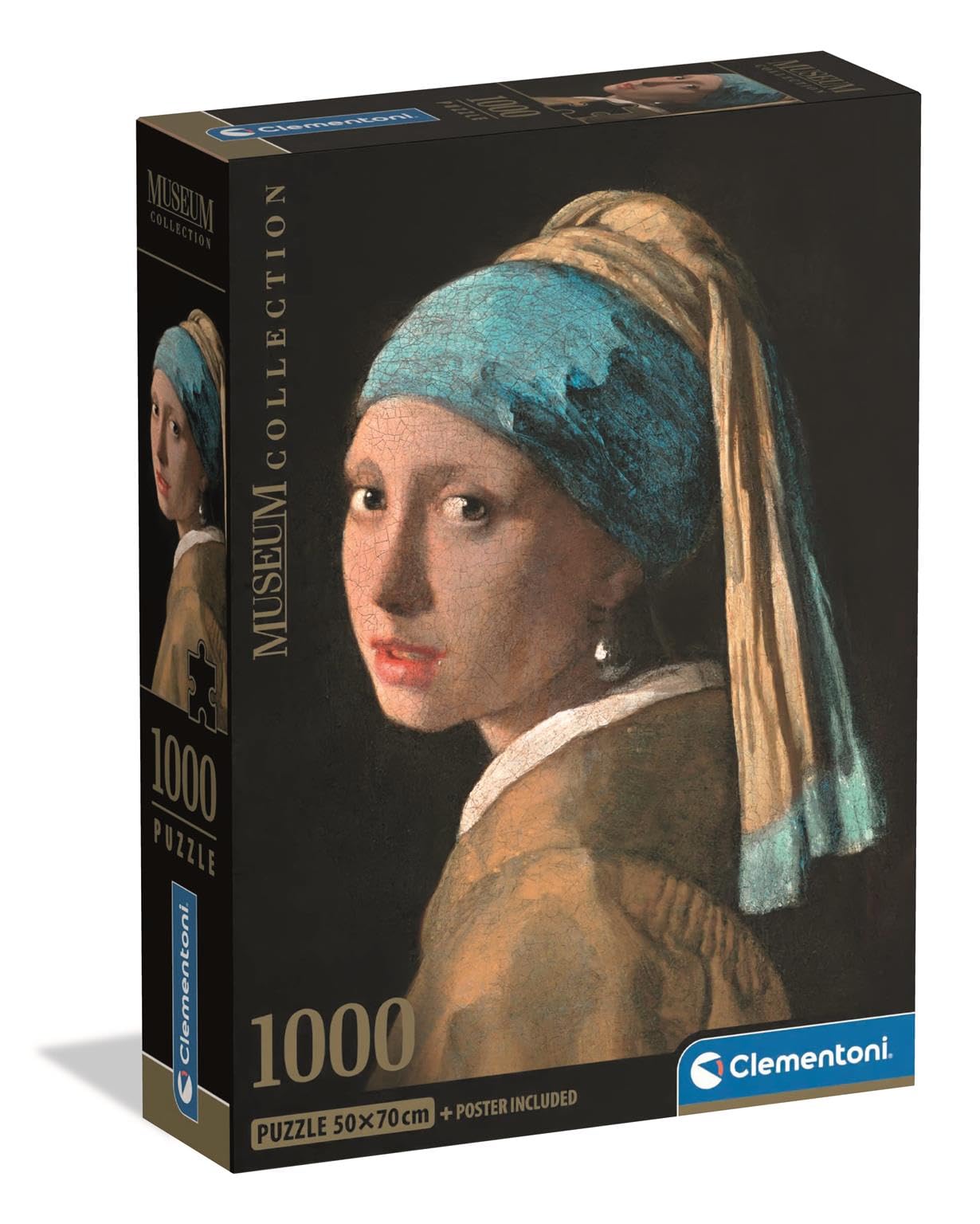 Clementoni Puzzle 1000 pieces Museum Collection, Girl with Pearl Earrig, Compact box, Puzzle dor Adults 14-99 Years