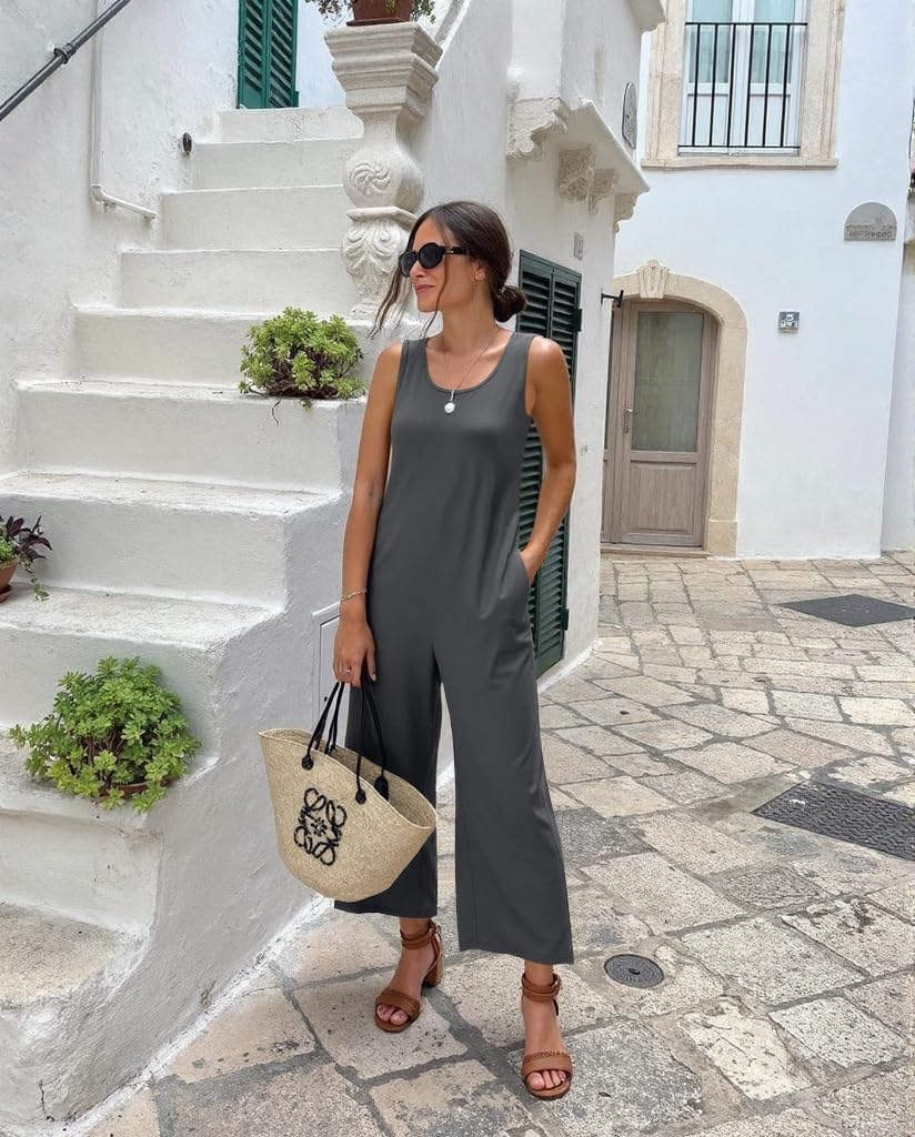 Muchpow Jumpsuits for Women Casual Summer Outfits Sleeveless Tank Jumpsuit Romper Long Pants Overalls with Pockets 2026 - Image 5