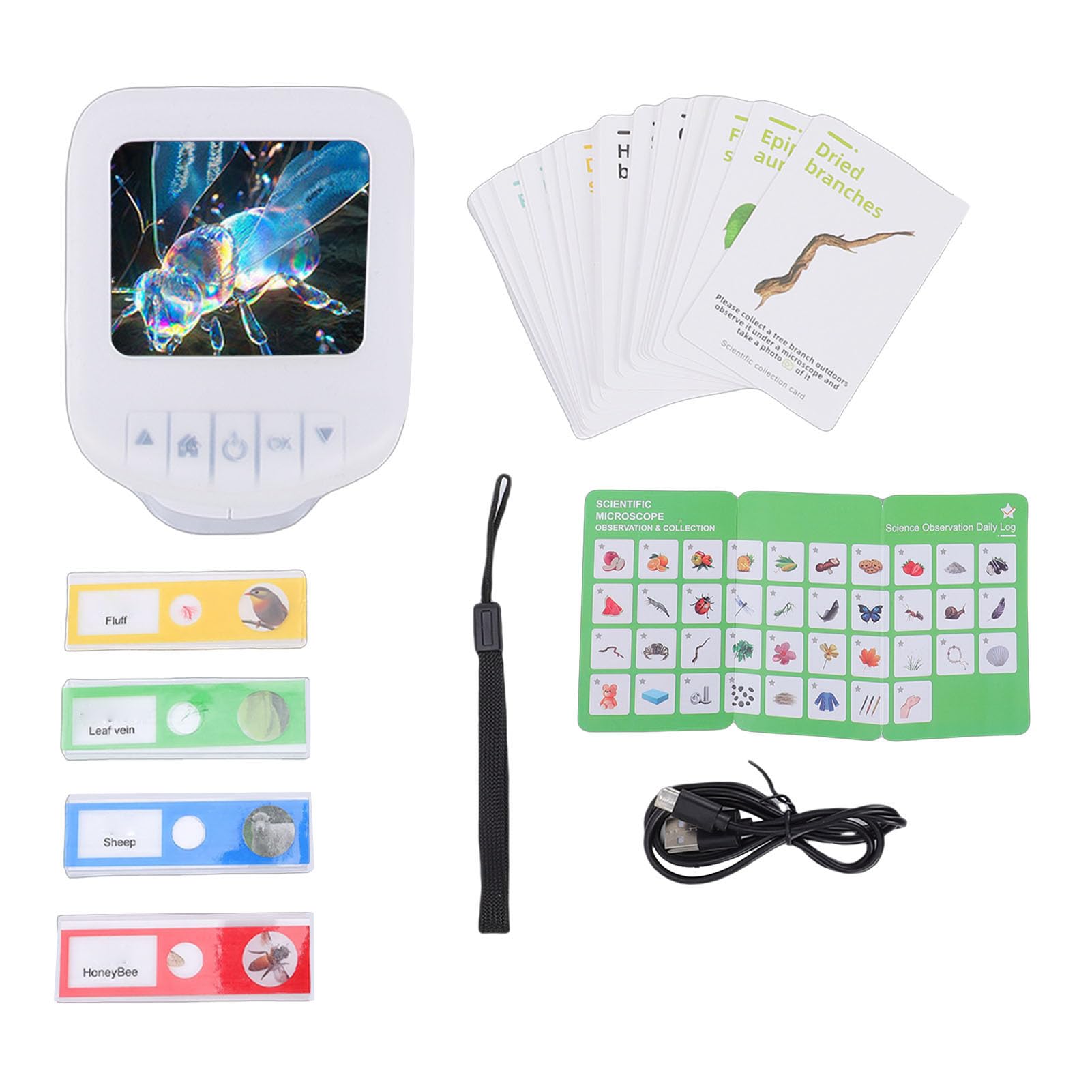 Luocute Microscopio Electrónico Portátil 120-1200X, Microscopio Digital Portátil con 6 Luces LED, para Estudiantes Experimentos Científicos Grabación de Vídeo Fotográfico