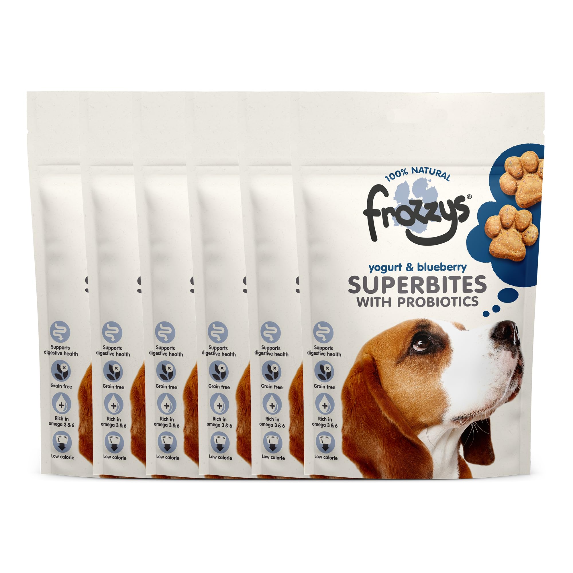 Frozzys Superbites Grain Free Dog Treats with Probiotics, Rich in Omega 3/6 for Skin Coat & Digestive Health