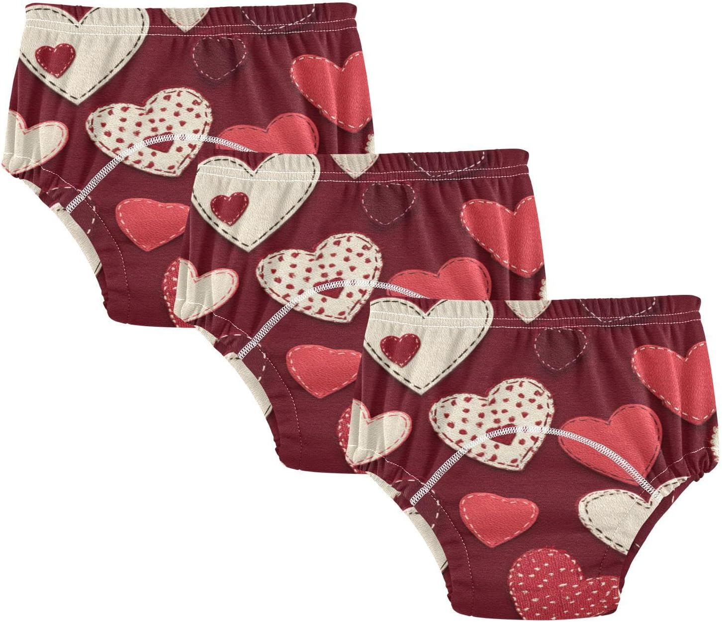 Little Girls Potty Training Undies Leakproof Valentines Hearts Patch Red Overnight Training Underwear Breathable