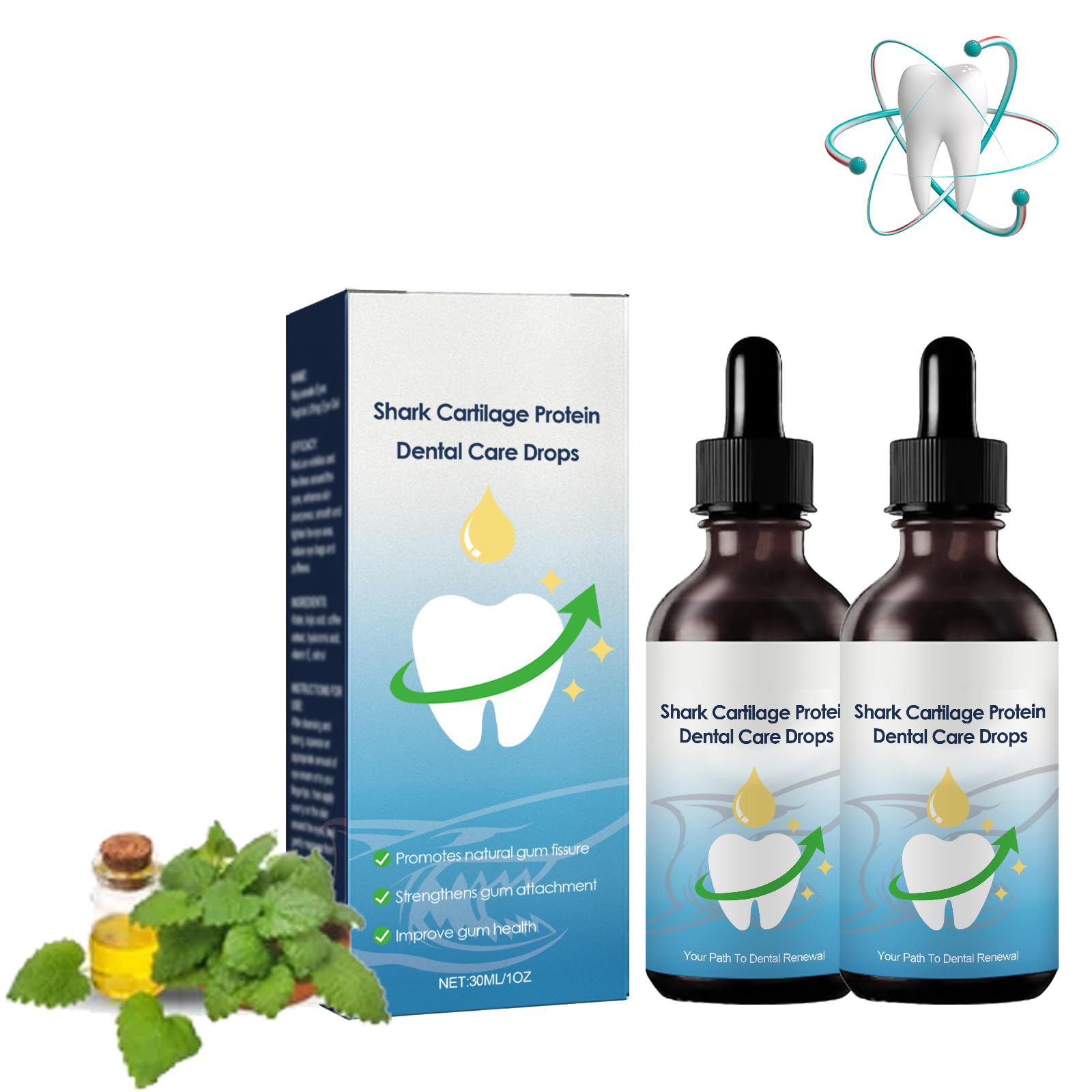 Shark Cartilage Protein Dental Regrowth Drops, Protein Dental Regrowth Drops, Dentizen Gum Regrowth Drops, Deep Cleaning of Tooth Stains, Rejuvenate Your Gums with Ease (60ML)