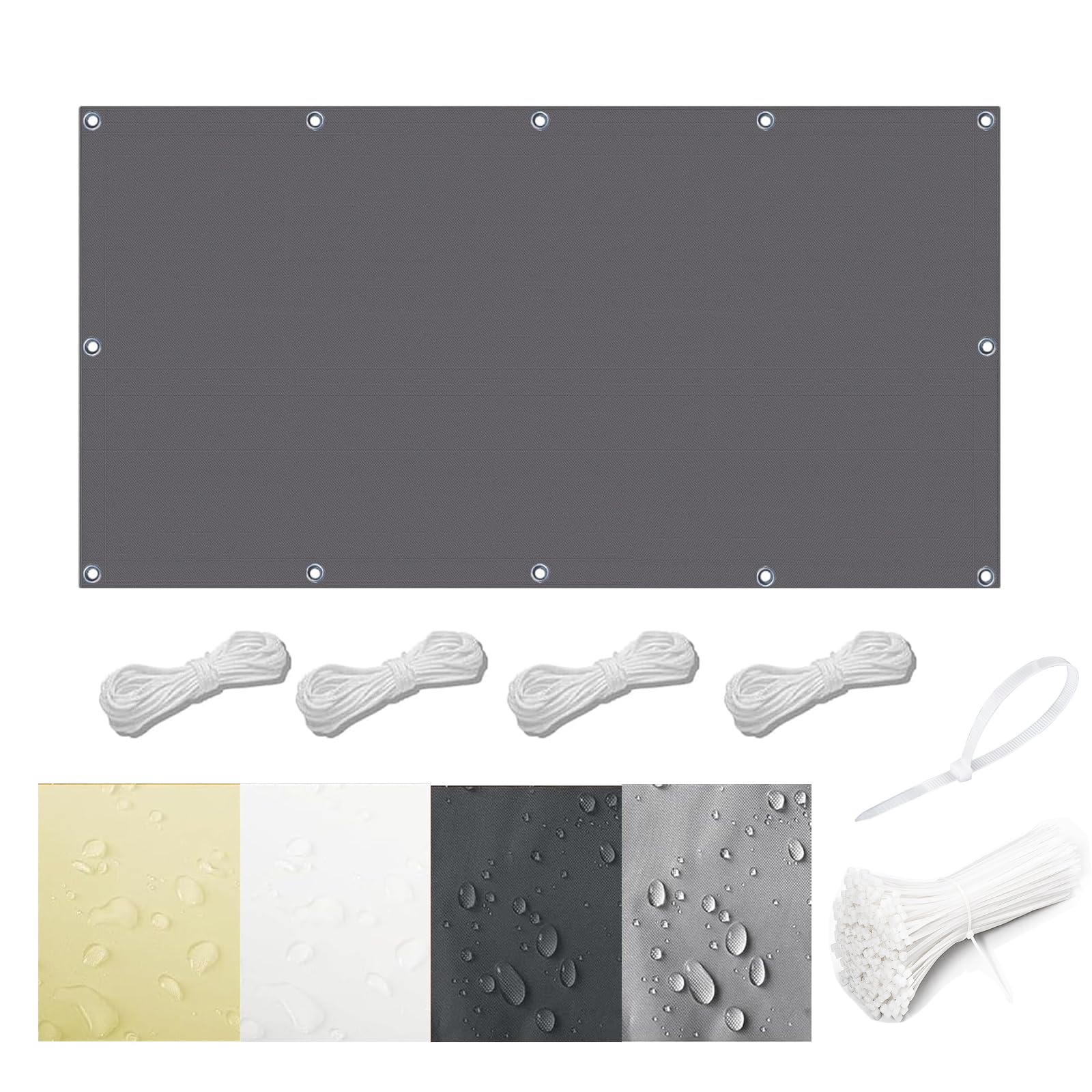 0.6x7M Wasserdicht Rechteckig Multi Farbe und Größe Sonnensegel Balkon UV Schutz Sonnenschutz Markise Mit Ösen Und Kordel für Balkon Terrasse Garten mit Ösen und Seil