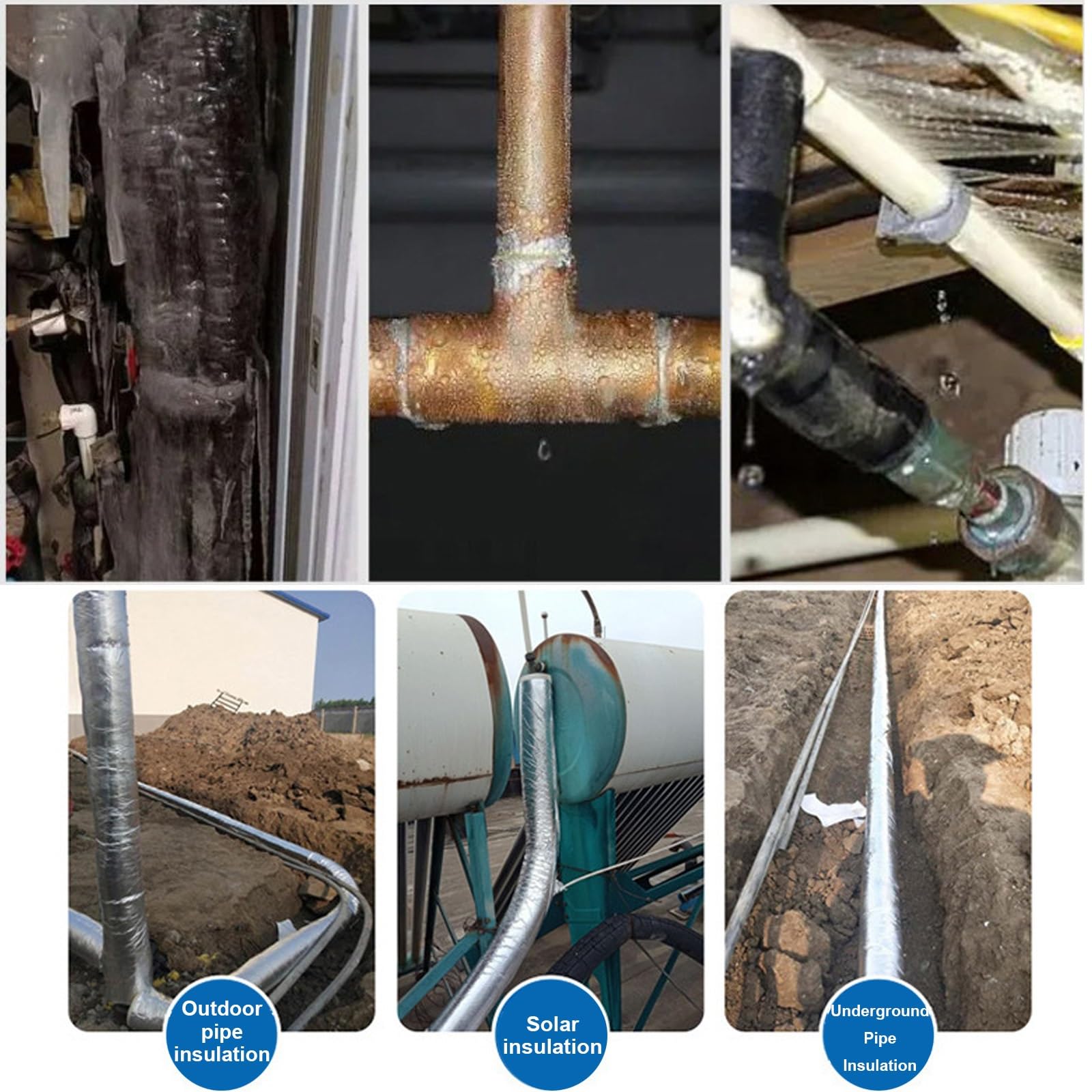 Tuberías de Aislamiento Aire Acondicionado Anticongelante Tubo Aislamiento Autoadhesivo Semiabierta Espuma Tubería Tubo Aislamiento Termico para Industria y Construcción Fácil De Instalar ID 22-120mm(