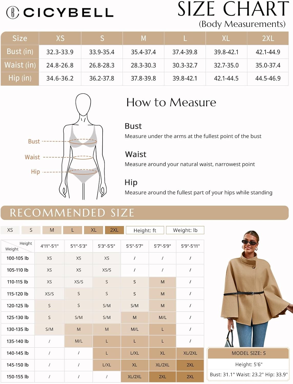 Cicy Bell Womens Batwing Sleeve Poncho Pea Coats Oversized Belted Trendy Casual Stand Collar Cloak Cape Coats - Image 6