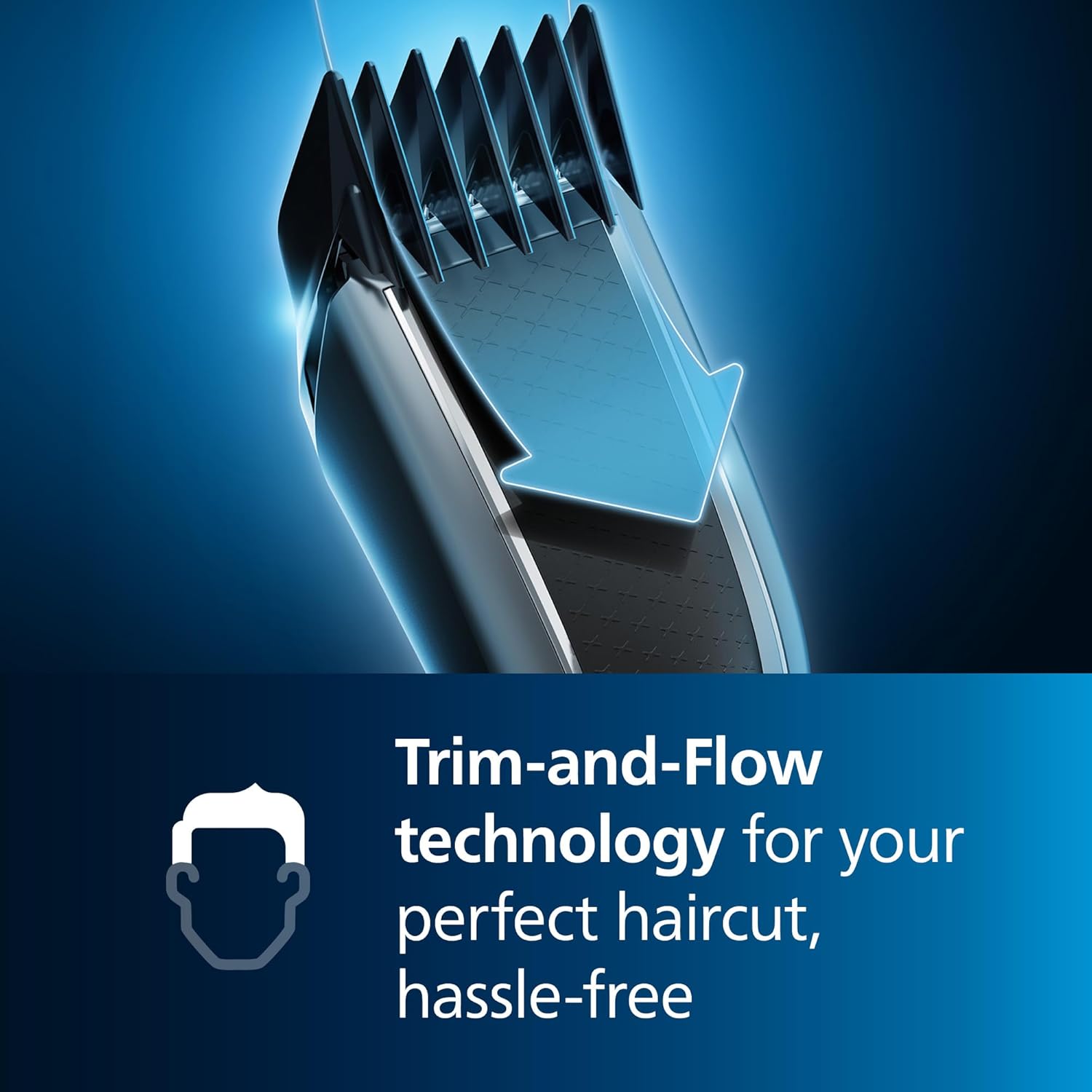 Philips Norelco Hair Clipper 7000 Series, Hair and Beard Trimmer, Precision Dial, PowerAdapt Sensor, Trim-and-Flow, DualCut, DuraPower, 28 Length Settings, 90 Min. Runtime, Model HC7650/40 - Image 4