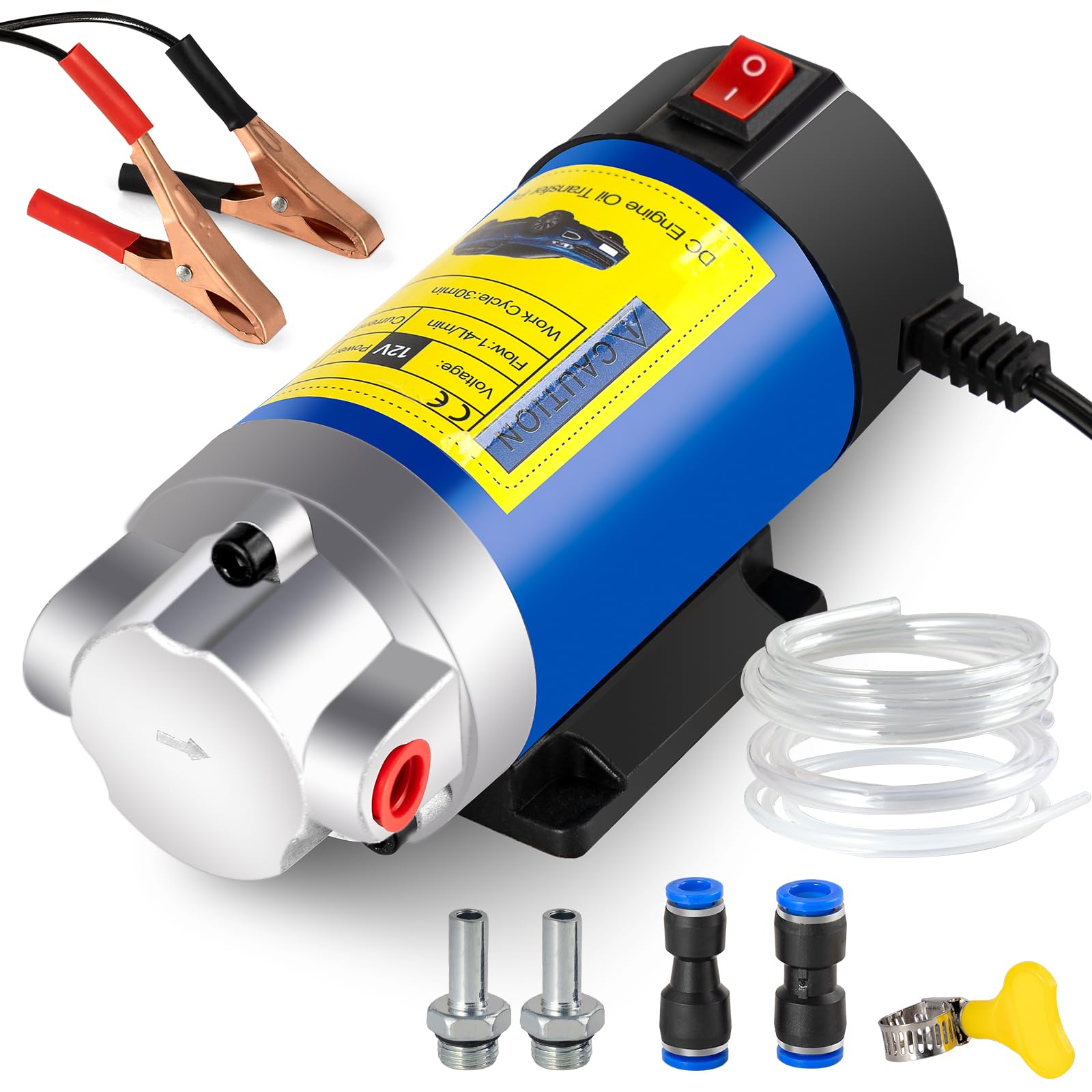 Photo 1 of 12V 100W Electric Oil Change Pump - Multi-Purpose Fluid Extractor & Transfer Pump for Engine Oil, Transmission Fluid, Gear Oil - Compatible with Boat, Lawn Mower, Generator, Car, RV (3 Hoses+Adapters)