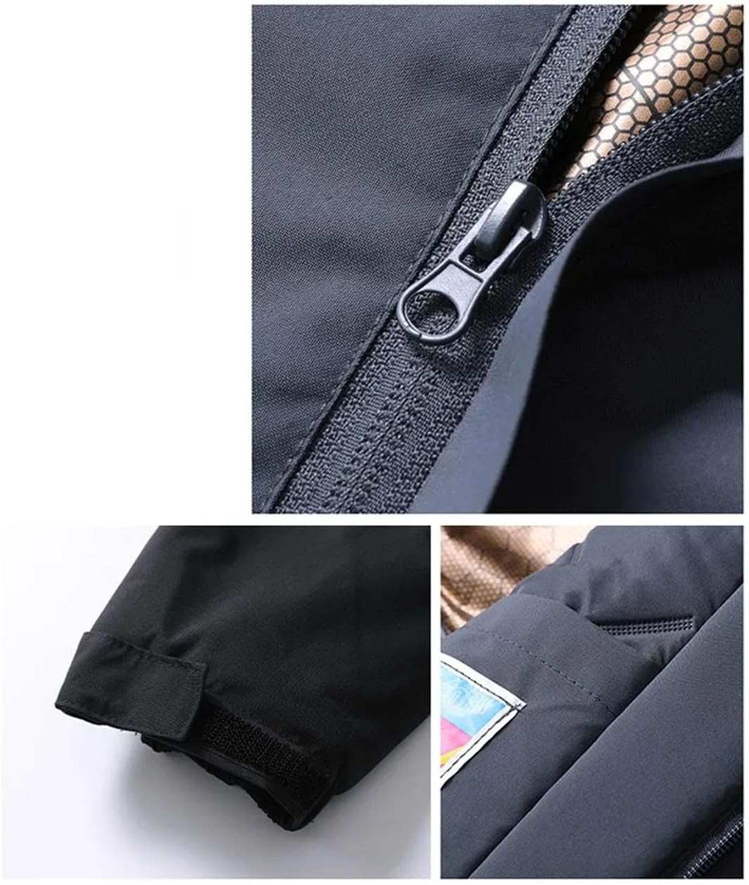 Vsadsau Men Outdoor Zip Up Jacket Casual Thick Pocket Warm Parka Hiking Ski Hooded Outerwear