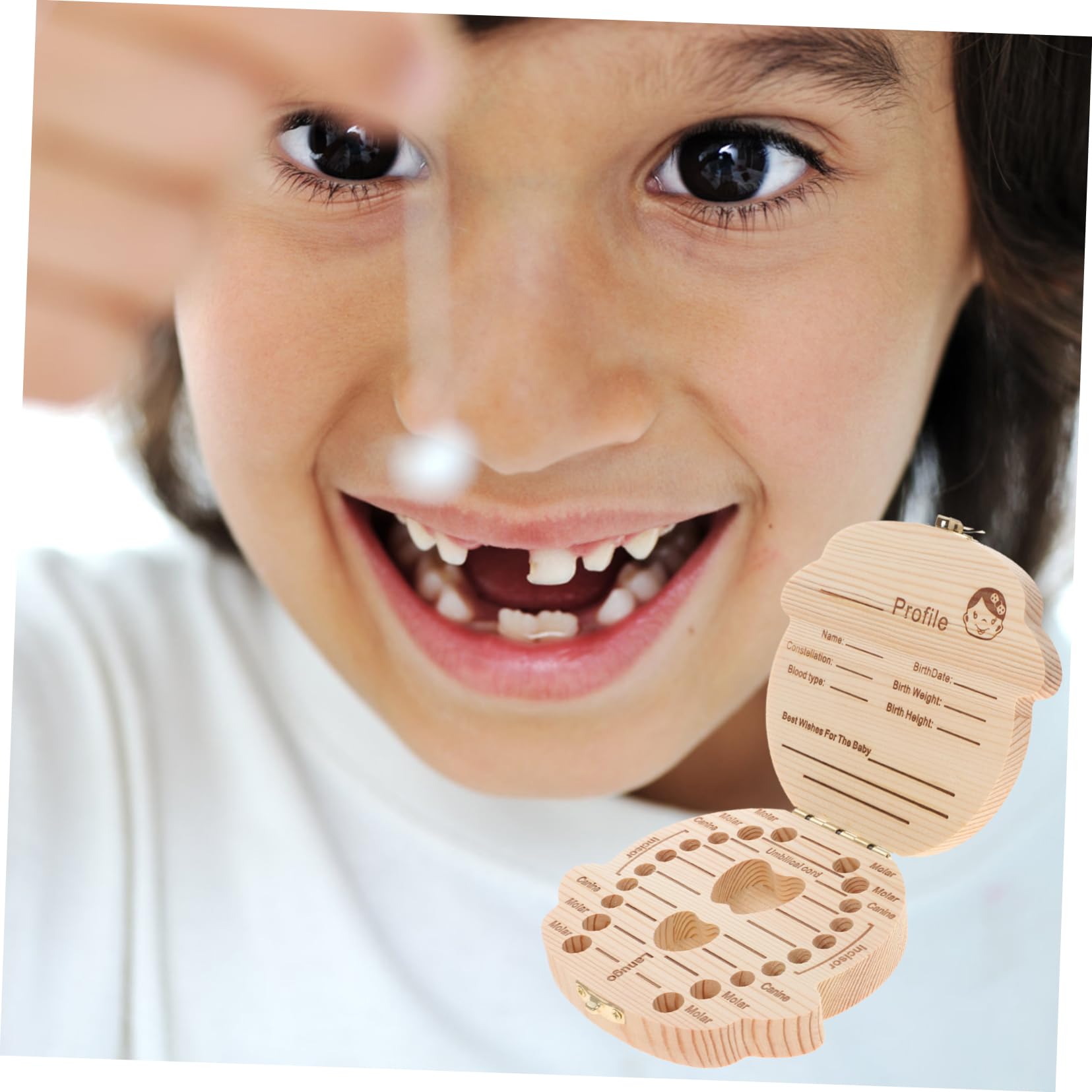 RORPOIR Baby Tooth Case Boys and Girls Tooth Storage Box Wooden Baby Keepsake Organizer for Baby Shower Birthday