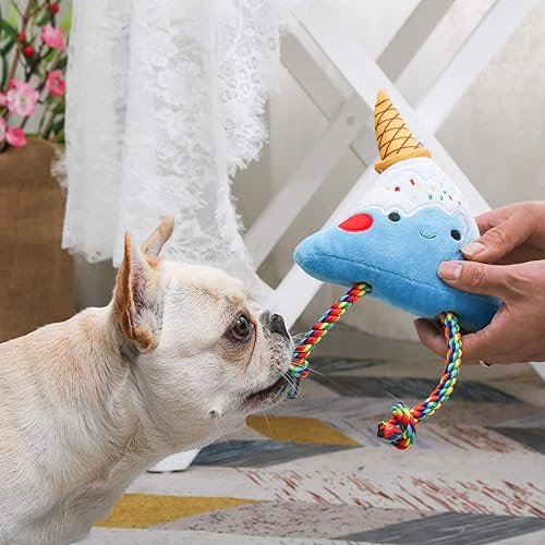 Miniatura 5 de HugSmart Pet  Fuji Ice Cream  Juguete chirriante de peluche para perros pequeños y medianos  Bonitos juguetes interactivos para perros con cuerdas