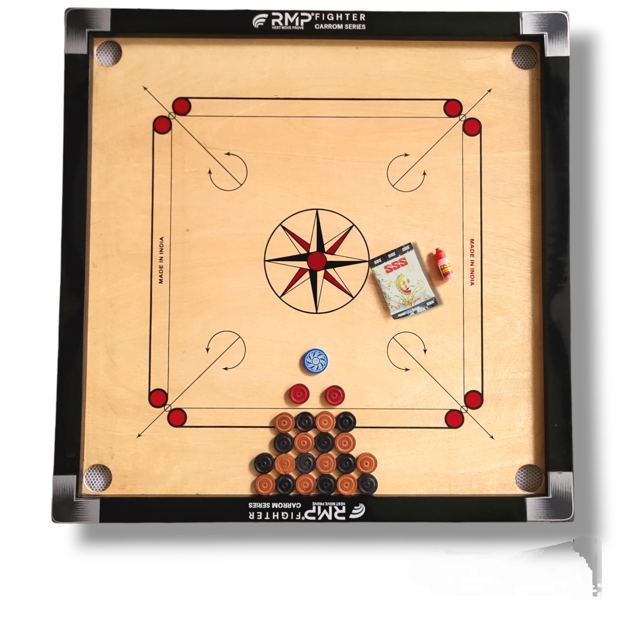 RMP Carrom Board 32 inch Full Size for Adults Premium Glossy Finish with Carrom Board Coins, Carrom Board Striker and boric Powder, Find Your Inner Carrom Champion! (B0D58MQS4V) Amazon Price History, Amazon Price Tracker