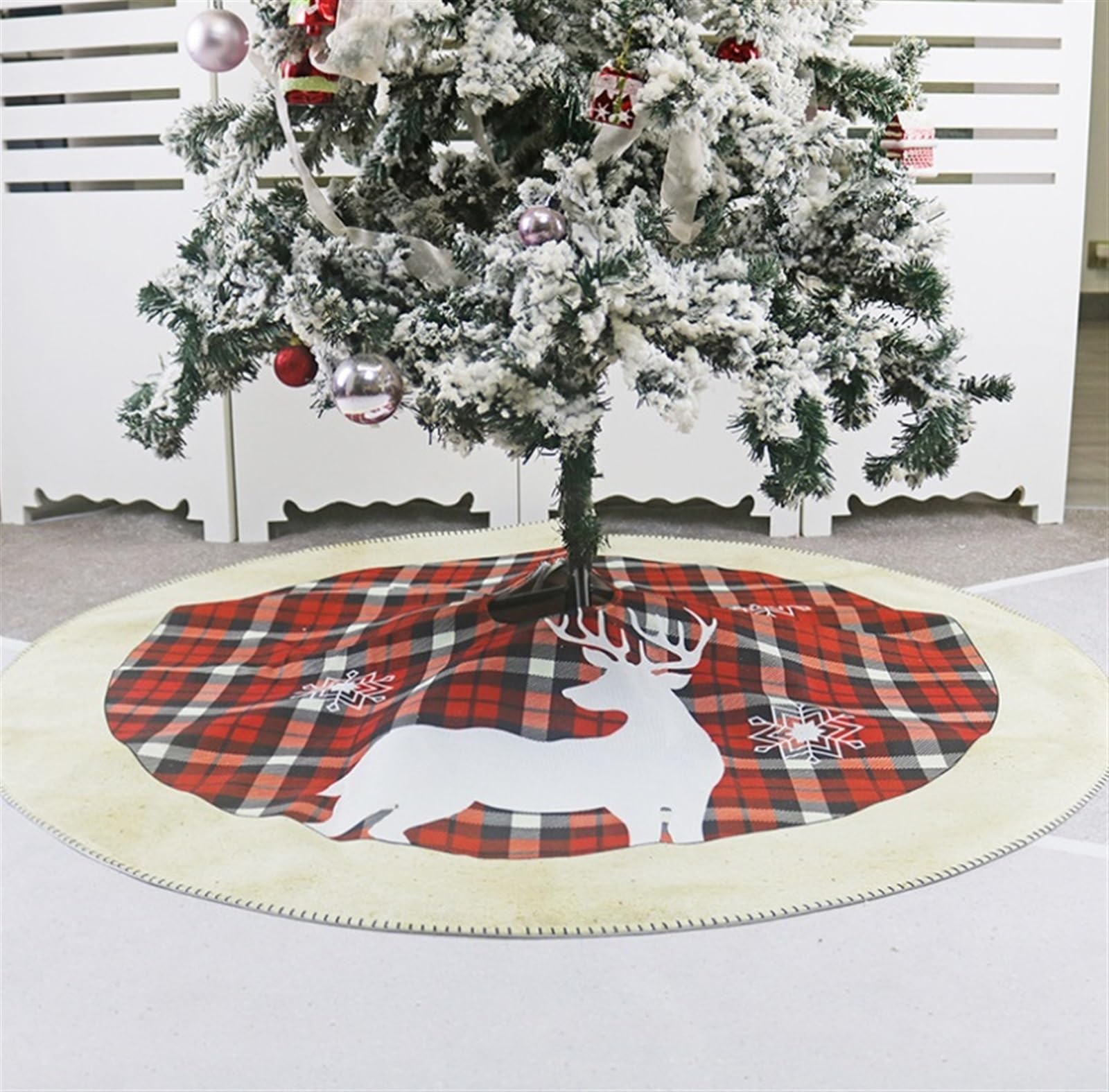 Gonna per Albero di Natale, Tappetino Per Albero Modello Cervo Con Gonna Per Albero Di Natale Da 46 Pollici Per Decorazioni Domestiche Per Feste Decorazione Natalizia